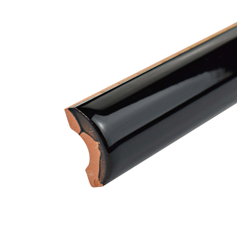 EliteTile Hampshire 8" x 1" Ceramic Quarter Round Tile Trim in Black